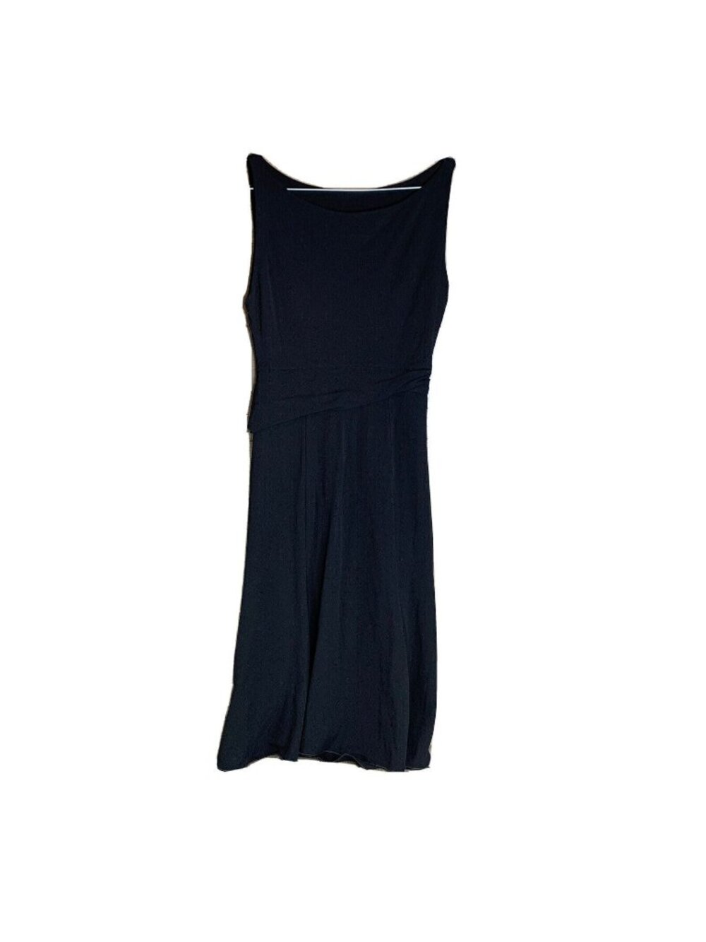 Giorgio Armani Dress Womans 6 Black Sleeveless One Side Waist Gather Swing Hem